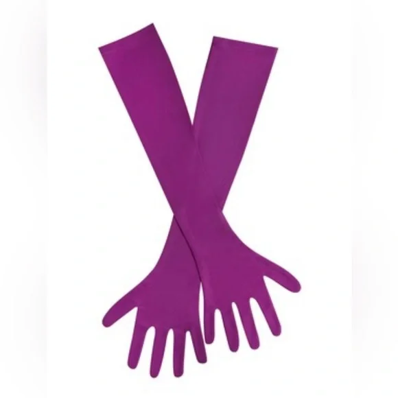 Adeline purple Midi Halter Neck Dress w/ Crystal & Ava Knit Opera-length Gloves - Picture 2 of 2